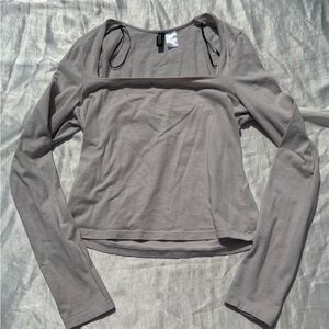 H&M Beige Long Sleeve Square Neckline Top US Women’s Small